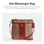 COACH Kitt Crossgrain Leather Messenger Bag - Tan/Ruby