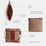 COACH Kitt Crossgrain Leather Messenger Bag - Tan/Ruby