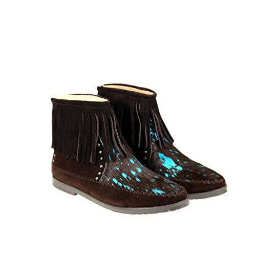 Montana West Fringed Leather Ankle Boots