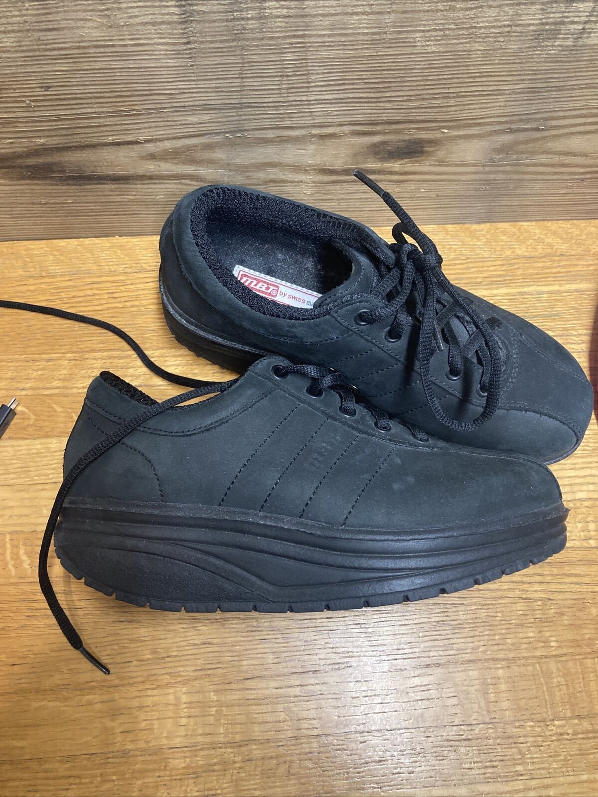 MBT Men's Black Leather Toning Shoes