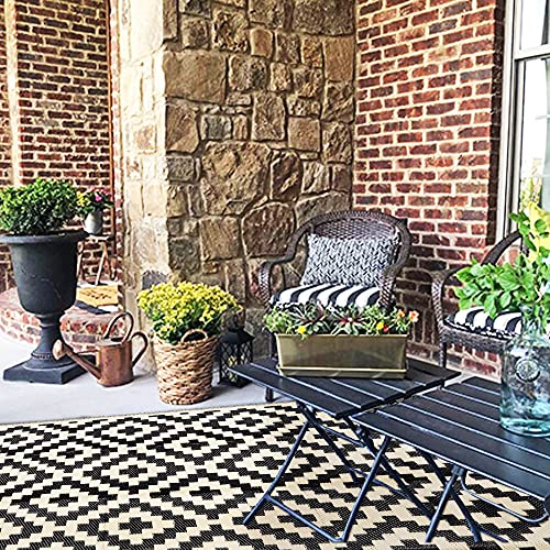 Reversible Outdoor Mats - Black & Beige 5' x 8