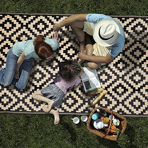 Reversible Outdoor Mats - Black & Beige 5' x 8