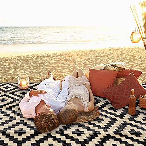 Reversible Outdoor Mats - Black & Beige 5' x 8