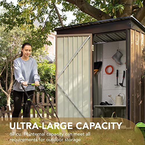 Devoko Lockable Metal Garden Storage Shed - 5x3 FT