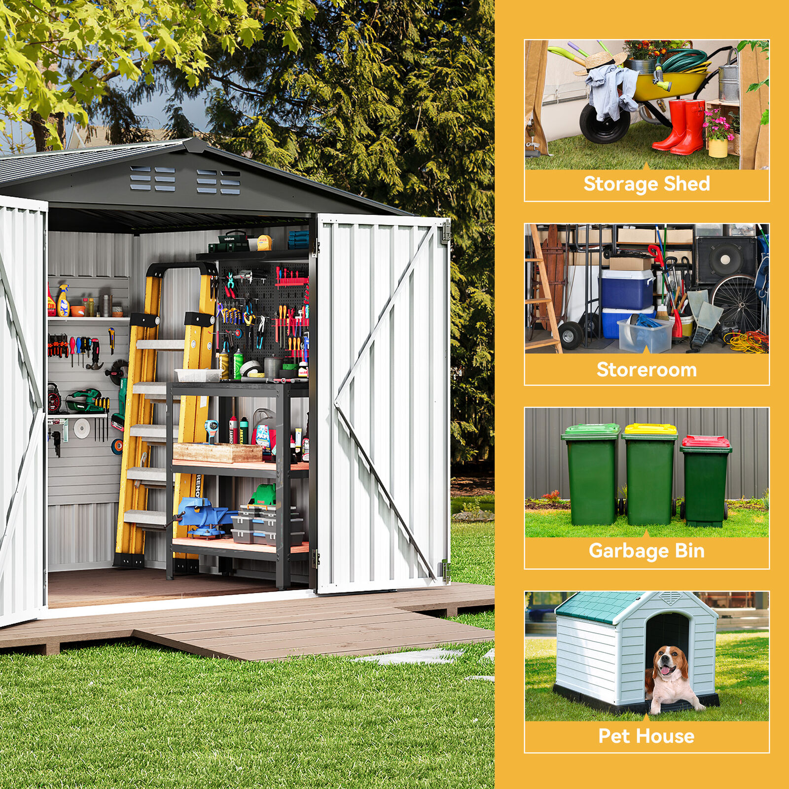 Heavy Duty 8x6 FT Outdoor Storage Shed