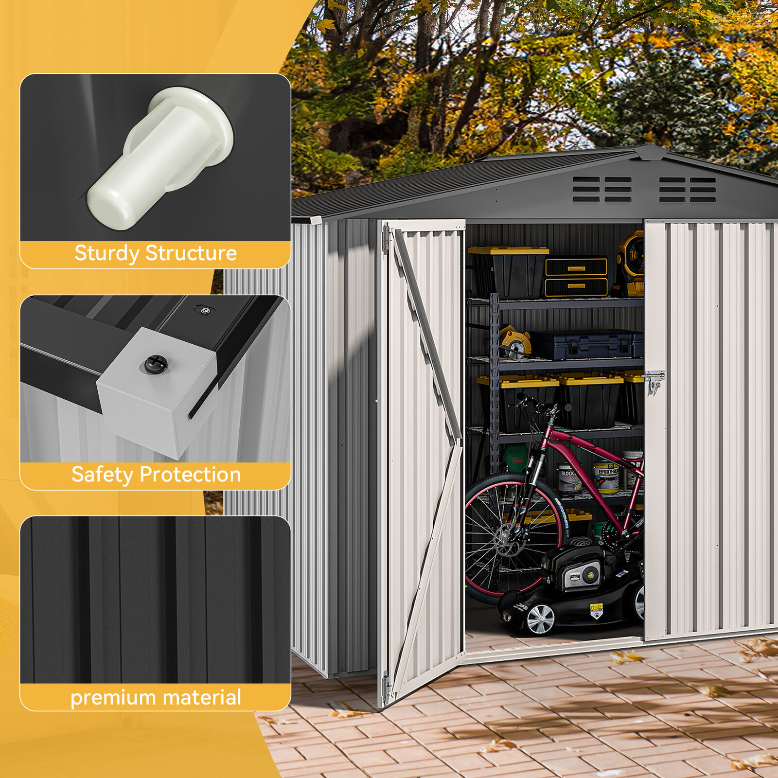 Heavy Duty 8x6 FT Outdoor Storage Shed