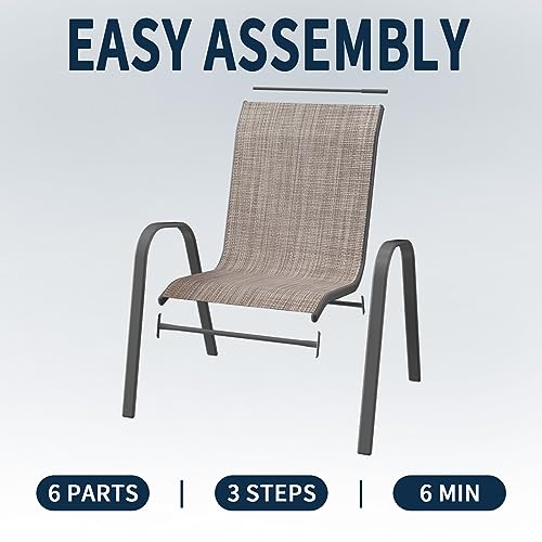 4 Pack All-Weather Stackable Outdoor Dining Chairs, Light Brown