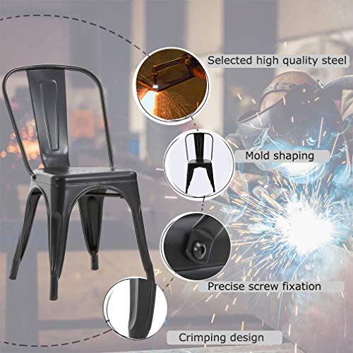 Set of 4 Metal Dining Chairs for Indoor/Outdoor