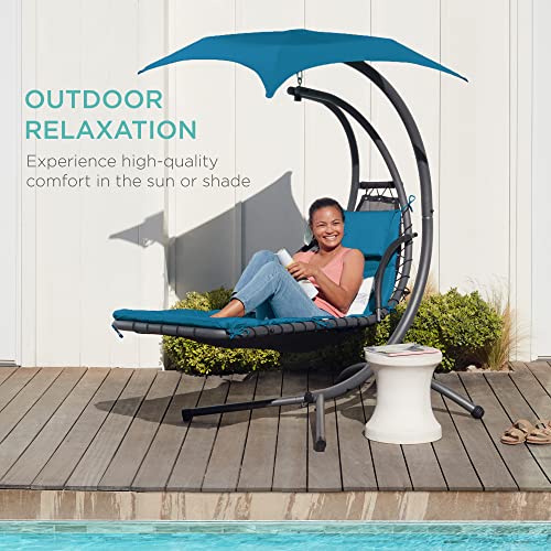 Hanging Chaise Lounge Swing Chair with Canopy - Blue