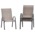 4 Pack All-Weather Stackable Outdoor Dining Chairs, Light Brown