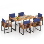 Tangkula 7-Piece Acacia Wood Patio Dining Set