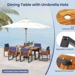 Tangkula 7-Piece Acacia Wood Patio Dining Set