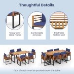 Tangkula 7-Piece Acacia Wood Patio Dining Set