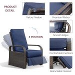 2-Piece Adjustable Wicker Outdoor Recliner Set