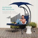 Navy Blue Curved Outdoor Chaise Lounge Swing