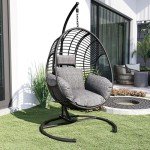 Stylish Black Hanging Egg Chair with Stand