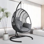 Stylish Black Hanging Egg Chair with Stand