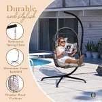 Gray Hanging Egg Chair with Stand and Leg Rest