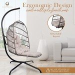 Gray Hanging Egg Chair with Stand and Leg Rest