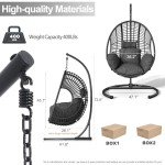 Stylish Black Hanging Egg Chair with Stand