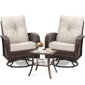 Luxury Outdoor Swivel Wicker Glider Chair Set