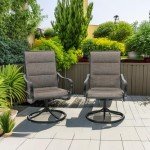 PHI VILLA Set of 2 Swivel Patio Chairs