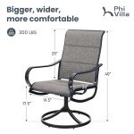 PHI VILLA Set of 2 Swivel Patio Chairs