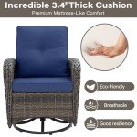 Outdoor Swivel Rocking Chairs Set with Side Table