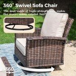 5-Piece Wicker Patio Furniture Set with Swivel Chairs