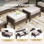 5-Piece Wicker Patio Furniture Set with Swivel Chairs