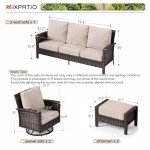 5-Piece Wicker Patio Furniture Set with Swivel Chairs