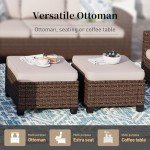 Brown Wicker Patio Furniture Set with Firepit