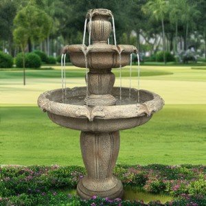 48" Outdoor 3-Tier Concrete Water Fountain