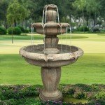48" Outdoor 3-Tier Concrete Water Fountain