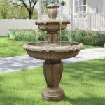 48" Outdoor 3-Tier Concrete Water Fountain