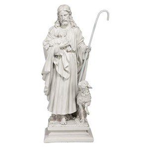 Jesus The Good Shepherd Garden Statue - 28 Inches
