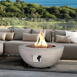 Modern Round Propane Fire Pit Table for Outdoors