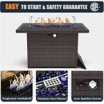 44-Inch Rectangular Propane Fire Pit Table for Patio
