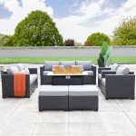 7-Piece Light Grey Outdoor Rattan Furniture Set