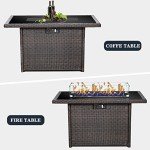 44-Inch Rectangular Propane Fire Pit Table for Patio
