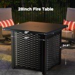Ciays 28" Propane Fire Pit Table with Lid
