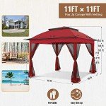 Red 11x11 Outdoor Pop-Up Gazebo with Mesh Walls