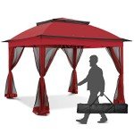 Red 11x11 Outdoor Pop-Up Gazebo with Mesh Walls