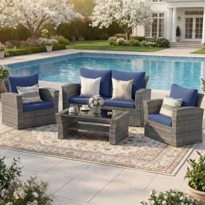 Wisteria Lane 4-Piece Outdoor Wicker Furniture Set
