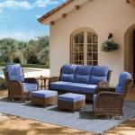 NUSBAY 6-Piece Outdoor Wicker Conversation Set
