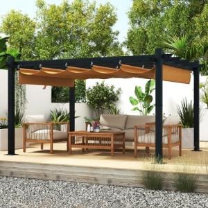 Aoxun 10' x 12' Metal Outdoor Pergola with Canopy