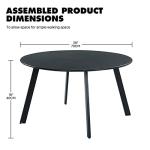 Black Round Steel Patio Coffee Table, Weather Resistant
