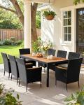Flamaker 9-Piece Acacia Wood Patio Dining Set