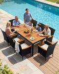 Flamaker 9-Piece Acacia Wood Patio Dining Set