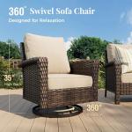 5-Piece Wicker Patio Furniture Set with Swivel Chairs
